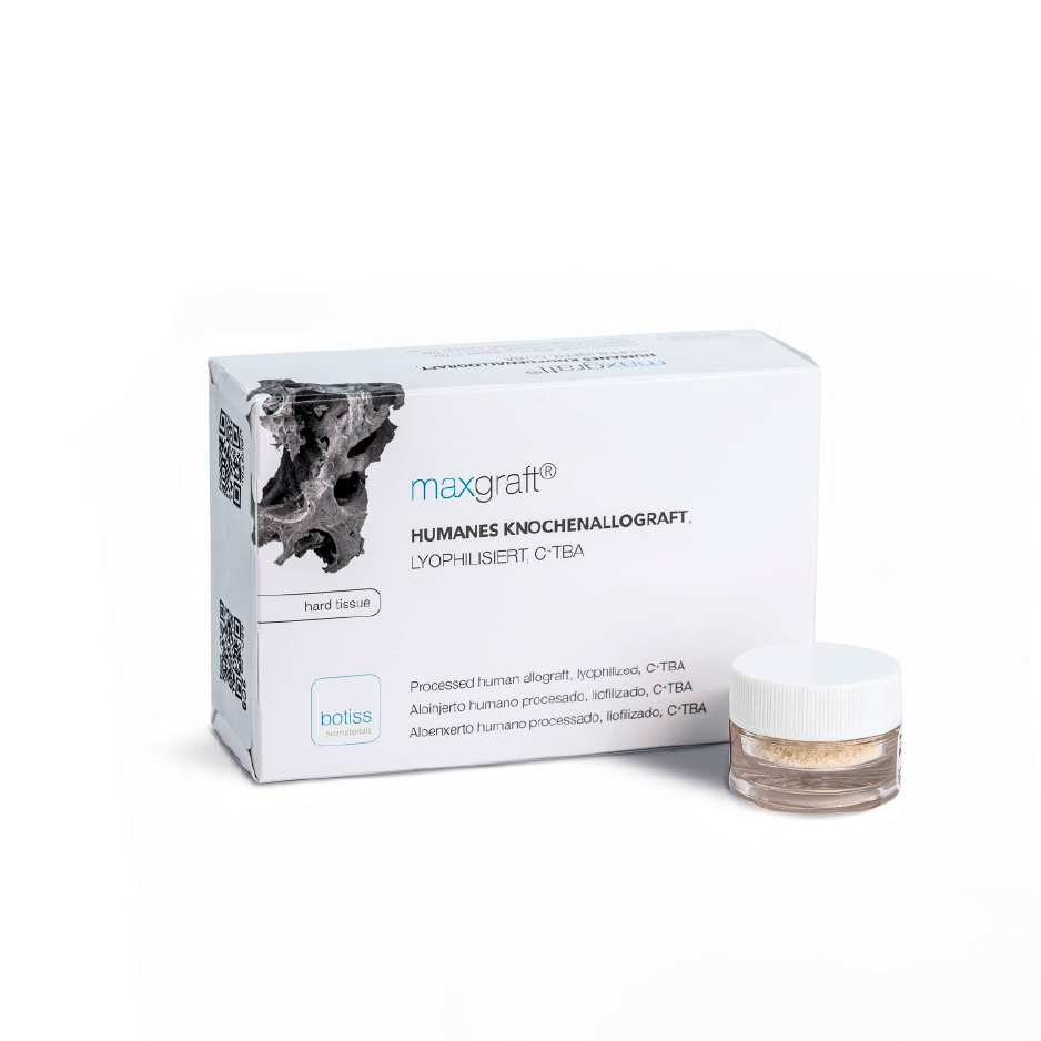 Maxgraft® – Injerto Óseo de Alta Biocompatibilidad Maxgraft® es la solución natural para la regeneración ósea guiada. Diseñado para odontología y cirugía maxilofacial, garantiza resultados seguros y predecibles con certificación AATB y CE.